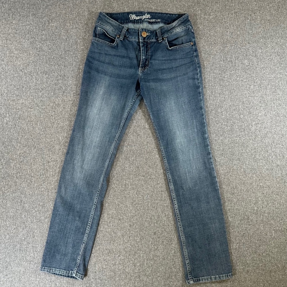 Wrangler Straight Leg Jeans Womens 7x32 Blue Denim Mid Rise Casual Pants 1009MWT